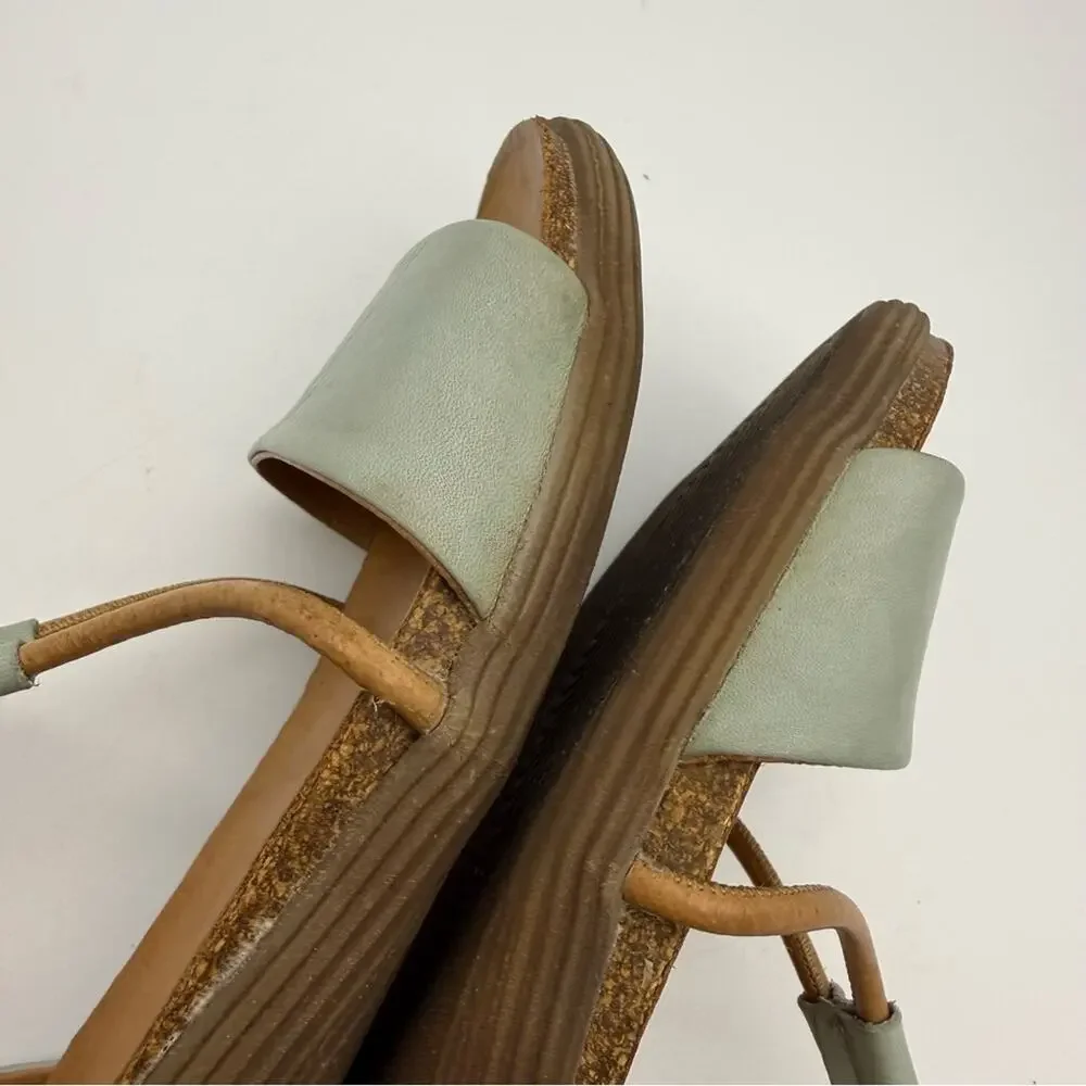 Miz Mooz Medina T Strap Leather Sandal Aquamarine Blue EU 37 US 6.5-7 - Picture 9 of 15